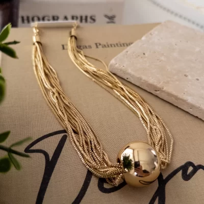 Büyük Toplu Çoklu Zincirli Tasarım Kolye