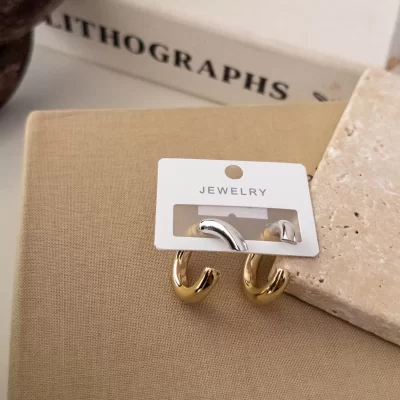 Çift Renk Plaka Tasarım Halka Küpe