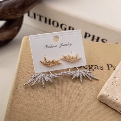 Çift Renk Zirkon Taş Süslemeli Tasarım Hayalet Küpe