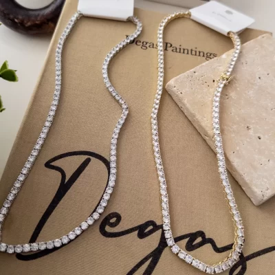 Döküm Dönmeyen 4mm Zirkon Taşlı Su Yolu Kolye