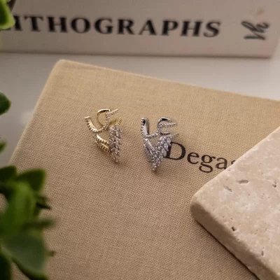 Full Zirkon Taş İşlemeli Üçgen Detaylı Tasarım Earcuff Küpe