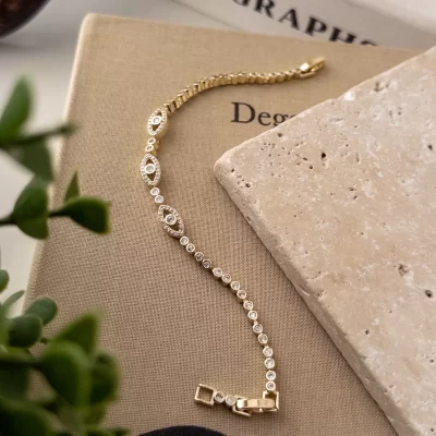 Full Zirkon Taşlı Tasarım Göz Bileklik