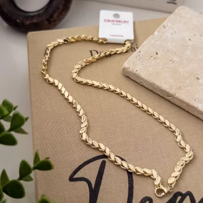 İthal Özel Seri 14K Kaplama 50cm Arpa Zincir Kolye