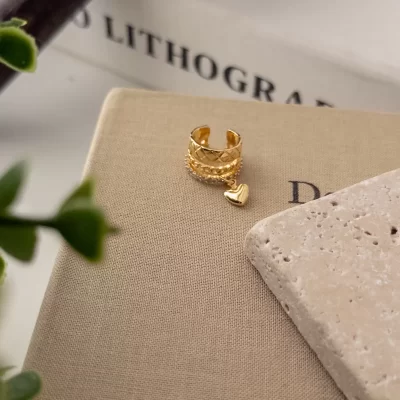 Kalp Sallantılı Çoklu Duran Zarif Earcuff Küpe