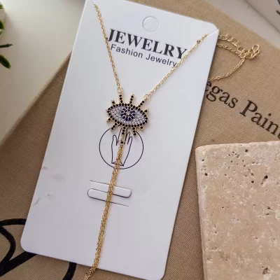 Lacivert Ve Siyah Zirkon Taşlı Büyük Göz Figürlü Tasarım Şahmeran