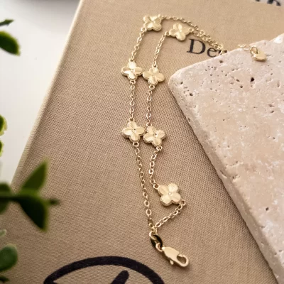 Lazer Kesim Yoncalı Çift Sıralı Tarz Bileklik