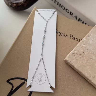 Mavi Zirkon Taşlı Ataç Zincir Şahmeran