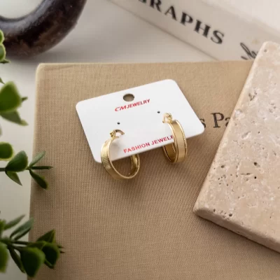 Ortası Tırtıklı Plaka Küçük Boy Halka Küpe