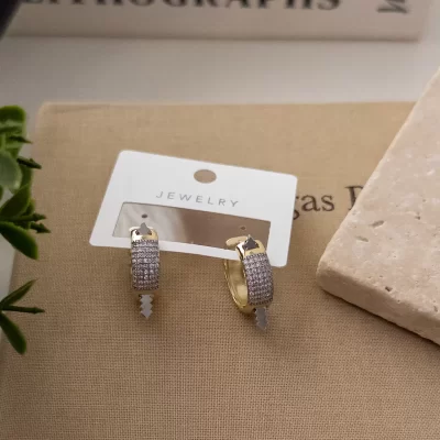 Özel Seri Gömme Zirkon Taşlı Plaka Çıkıntılı Tasarım Halka Küpe