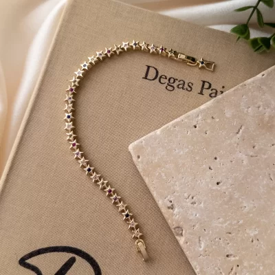 Renkli Zirkon Taşlı Yıldız Bileklik