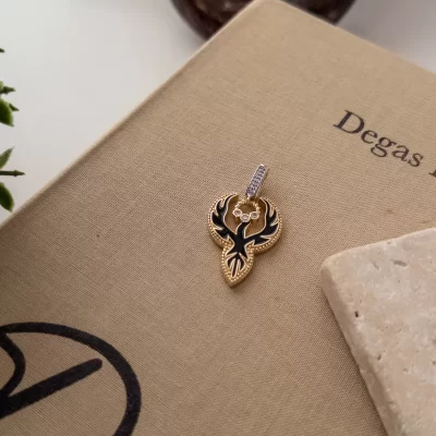 Siyah Mineli Zirkon Taşlı Anka Kuşu Kolye Ucu