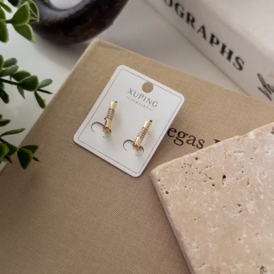 Xp Ortası Zirkon Taşlı Silindir Plaka Minimal Küpe