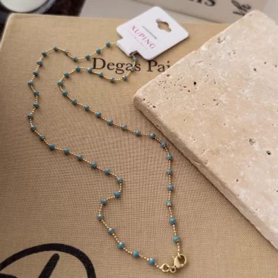 Xp Özel Seri Mavi Boncuklu Top Zincirli Zarif Kolye