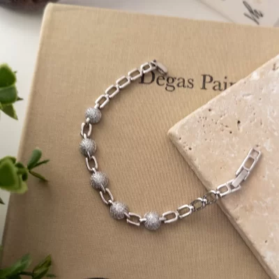 Xp Özel Seri Yarım Zirkon Taşlı Tasarım Gümüş Renk Bileklik