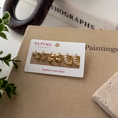 Xp Özel Seri Zirkon Taş Detaylı Altılı Halka Kombin Set Küpe