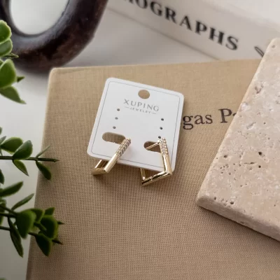 Xp Özel Seri Zirkon Taş Detaylı Dikdörtgen Plaka Küpe