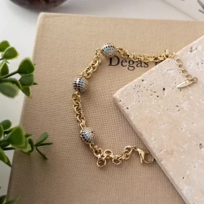 Xp Özel Seri Zirkon Taşlı Top Nazar Boncuklu Bileklik