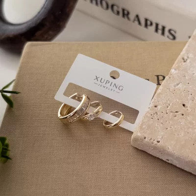 Xp Zirkon Baget Taş Detaylı Üçlü Kombin Set Küpe