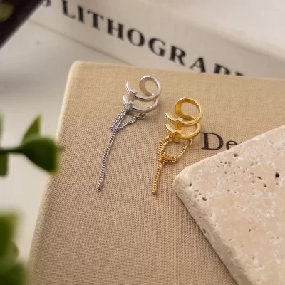 Zincir Sallantılı İkili Plaka Tasarım Earcuff