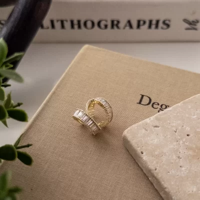 Zirkon Baget Taşlı İkili Tasarım Earcuff Küpe