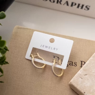 Zirkon Taş Detaylı Çift Renk Tasarım Halka Küpe