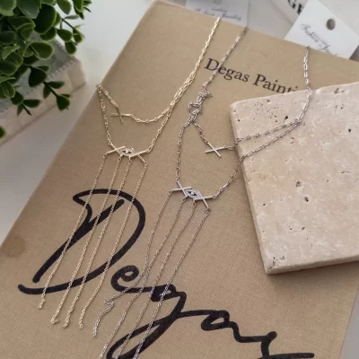 Zirkon Taş Detaylı Göz Figürlü Zincir Sallantılı İkili Kombin X Kolye