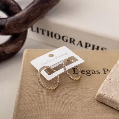 Zirkon Taş İşlemeli Çift Renk Halka Küpe