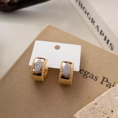 Zirkon Taş İşlemeli Kalın Tombul Halka Küpe