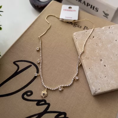 Zirkon Taş Sallantılı Su Yolu Zarif Kısa Kolye