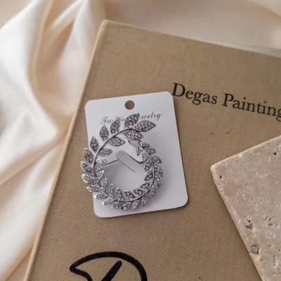 Zirkon Taşlı Büyük Yaprak Broş