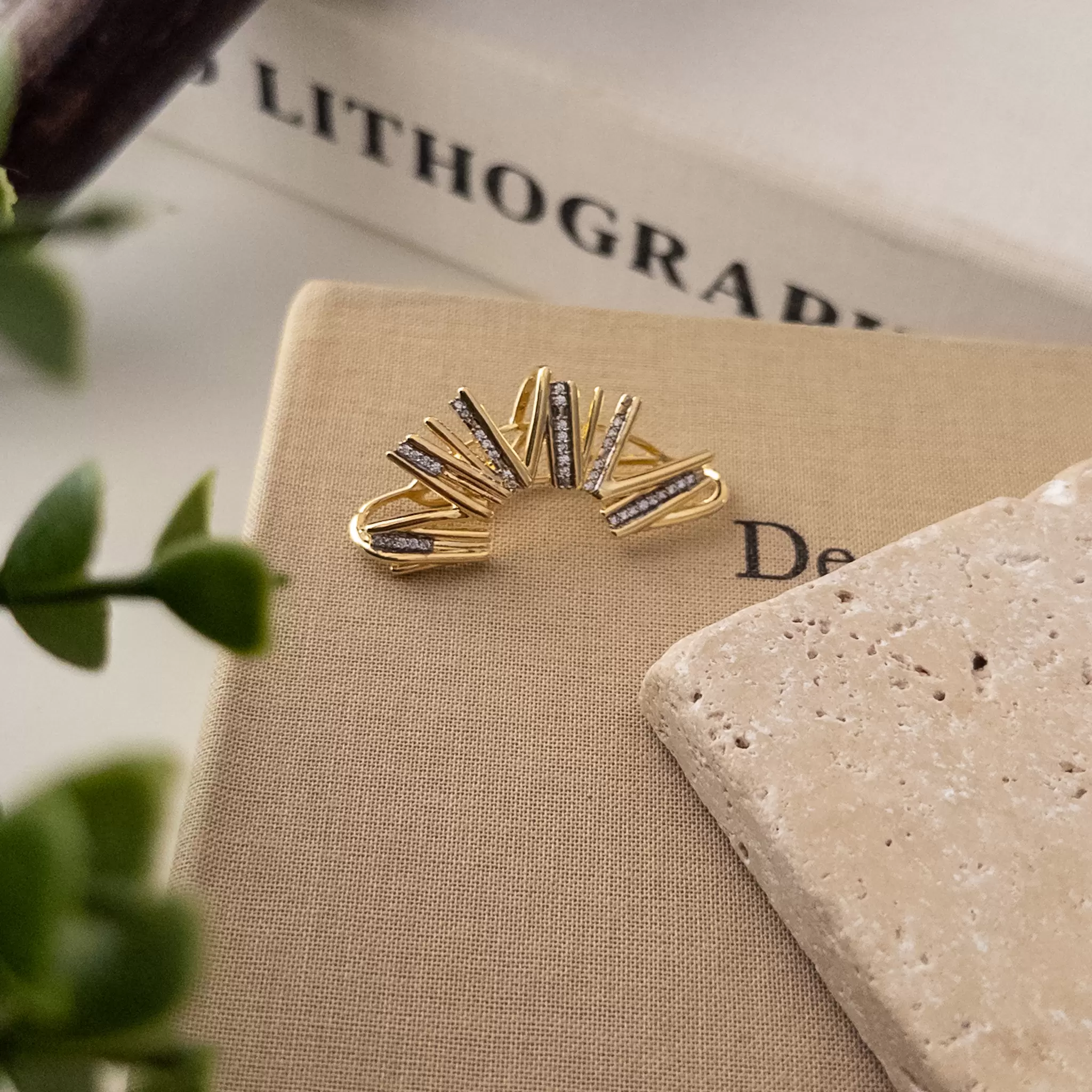 Zirkon Taşlı Çift Renk Üst Kıkırdak İçin Kullanılan Deliksiz Earcuff Küpe