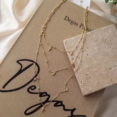 Zirkon Taşlı Kutup Yıldızı Sallantılı Zarif Üçlü Kombin Kolye