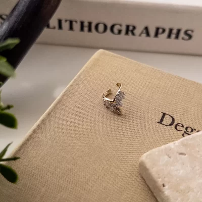 Zirkon Taşlı Tasarım Minimal Earcuff Küpe