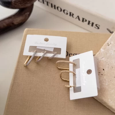 Zirkon Taşlı Üçlü Kombin U Set Küpe