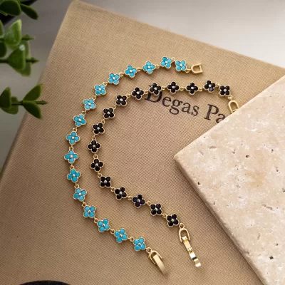 Renkli Zirkon Taşlı Yonca Bileklik