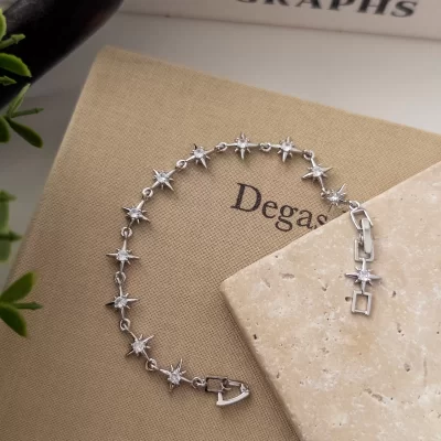 Zirkon Taşlı Gümüş Renk Kutupyıldızı Bileklik