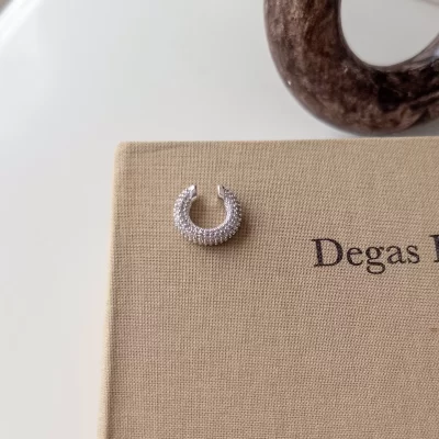 Full Zirkon Taşlı Halka Gümüş Renk Earcuff Küpe