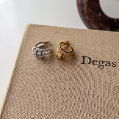 Zirkon Taşlı Halka Detaylı Earcuff Küpe